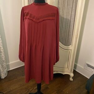 Ann Taylor red lace detail dress